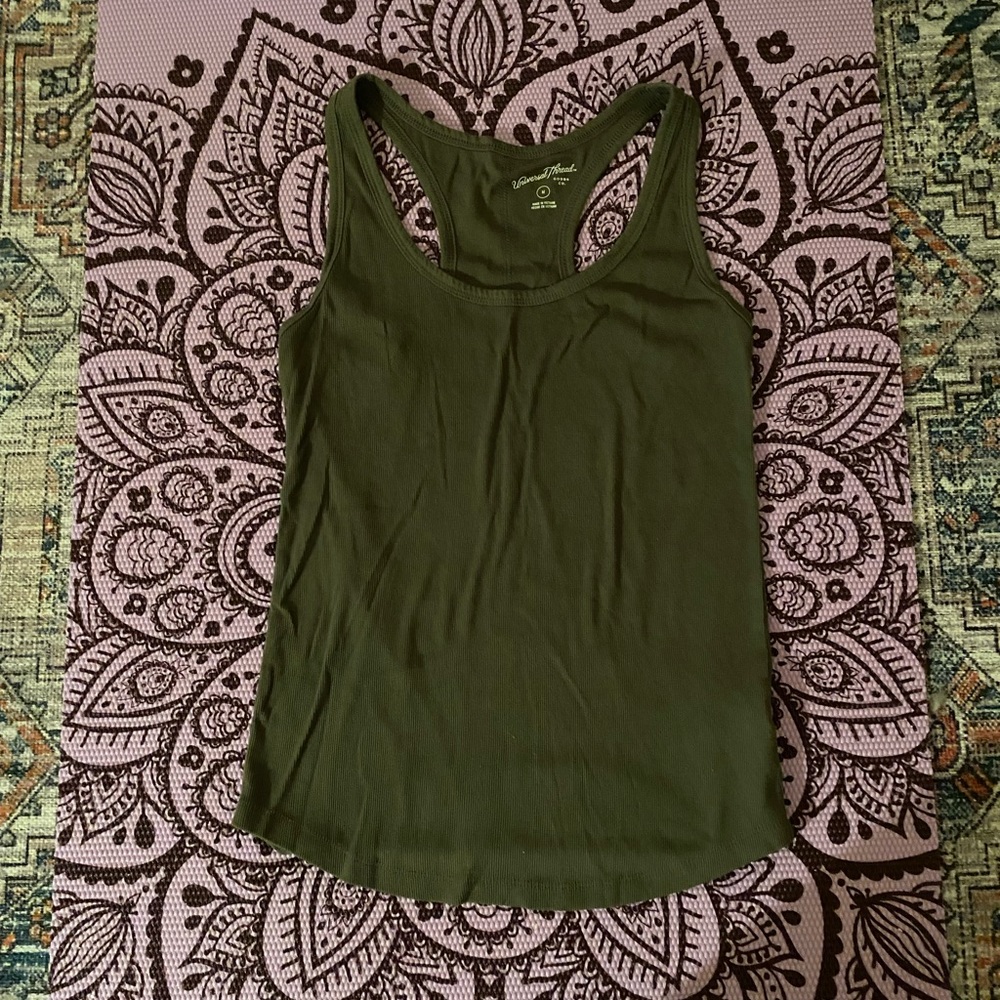 Universal Thread Hunter Green Ribbed Cotton Racerback Tank